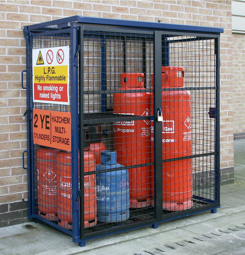 Folding Gas Bottle Storage Cage 150kg Blue Gas Cages UK